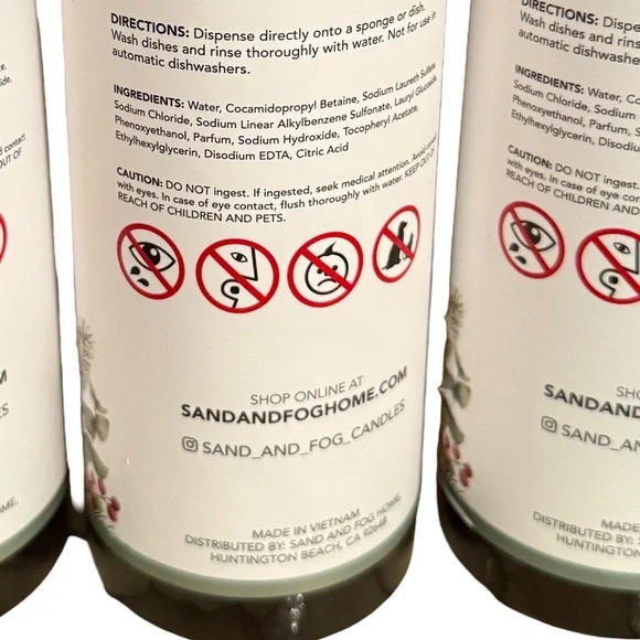 Sand + Fog NWT Set of 3 Eucalyptus & Pine Essential Oil Dish Soap  Ea 25.4 Fl Oz - Picture 4 of 6
